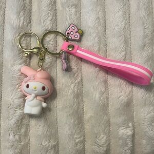 NEW! 3D Sanrio Pink + White My Melody Keychain Accessory